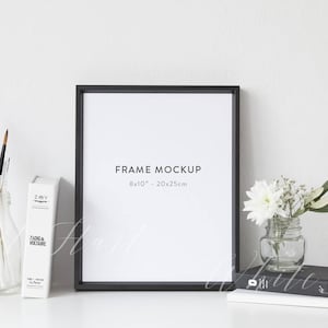 8x10&quot; frame mockup - Stock photography - black - PSD smart object + Png + Jpeg - Instant download