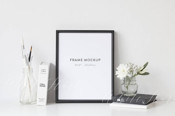 8x10" frame mockup - Stock photography - black - PSD smart object + Png + Jpeg - Instant download