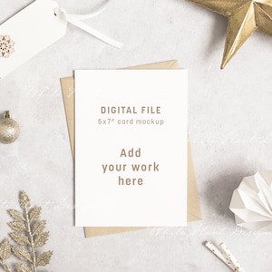 5x7 "Kartenmockup - Weihnachtsbriefpapier Mockup - Psd Smart-Objekt + Png + JPEG - Weihnachtskarten-Mockup - Sofortiger Download