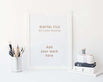 Mockup con cornice A3 - Mockup con cornice verticale 30 x 40 cm - Mostra il tuo lavoro online con i mockup digitali - Download immediato