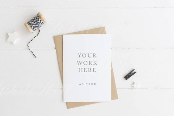 Styled Stock Photography A6 Stationery Mockup White Card Etsy