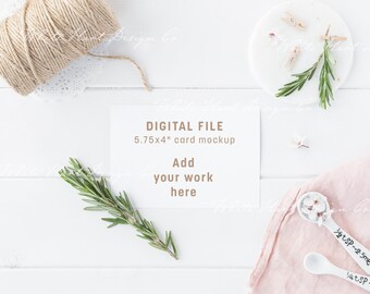 Card mockup - 5.75x4" - PSD Smart Object + Png + Jpeg - perfect for showcasing your recipe designs - instant download