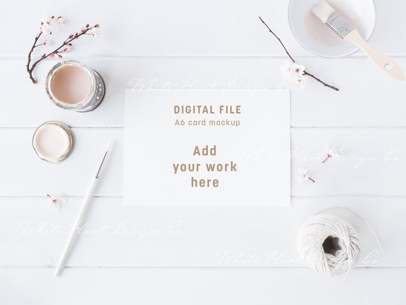 A6 card mockup - Psd Smart object + Png + Jpeg - weddings, card, invitations - Instant download mockup - showcase your work online