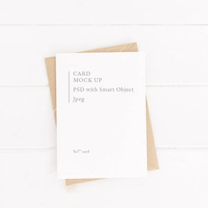Karte Mockup - 13x18cm Hochformat - weisse Karte und Kraftpapier Umschlag - Psd Smart Objekt + Png + JPEG - Hochzeiten, Karte, Einladungen, Printables