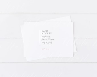 5x7" stationery mockup - white card and envelope - landscape orientation - Smart object Psd and Png included - styled stock photography