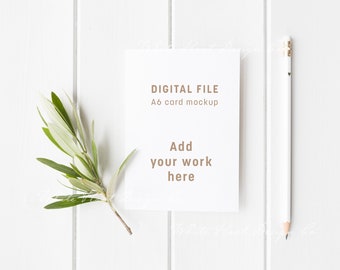Card mockup - A6 - Weddings, stationery, invitations - Modern, minimal and feminine - Psd with smart object + png + jpeg file - DIGITAL file