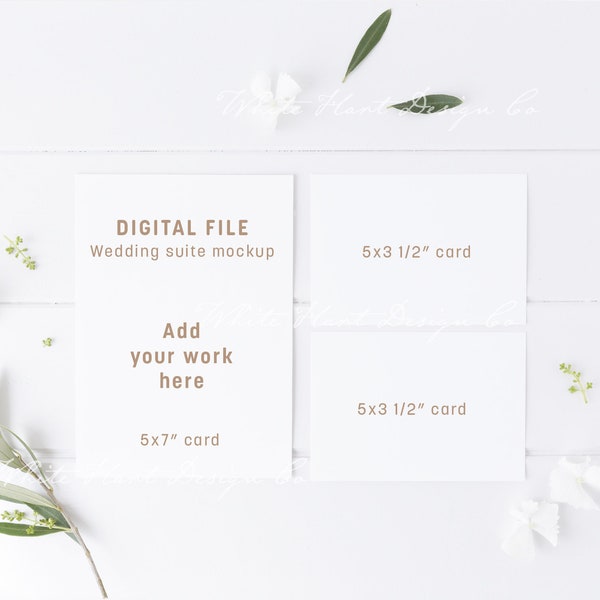 Wedding stationery suite mockup - Invitation & response cards - 5x7 and A2 - Png + Psd Smart object + Jpeg - Showcase your work online