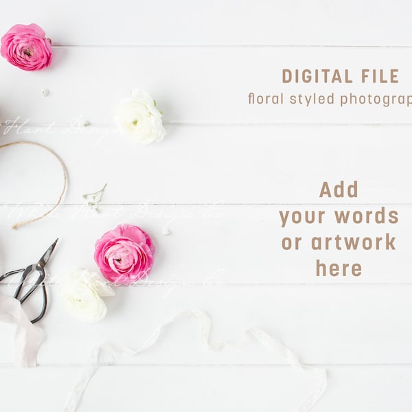 Styled Floral Desktop Stock photography - High Res Jpeg file 300Dpi - Perfect for blog header, shop banners, social media posts..