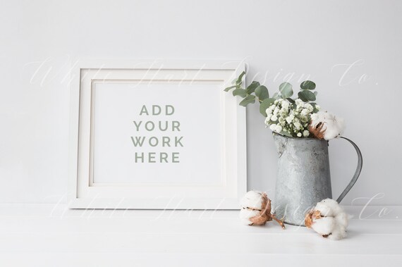 White Frame Mock Up Winter Floral 8x10 Landscape Etsy
