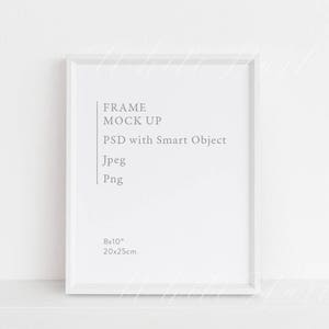 Frame mockup - 8x10&quot; - White minimal frame mock up - 8x10&quot; - 20x25cm - PSD + JPG + PNG - Prints, lettering, illustration - Portrait