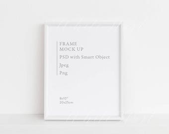 Frame mockup - 8x10" - White minimal frame mock up - 8x10" - 20x25cm - PSD + JPG + PNG - Prints, lettering, illustration - Portrait