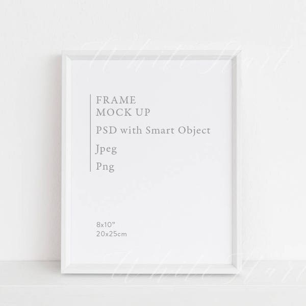 Frame mockup - 8x10" - White minimal frame mock up - 8x10" - 20x25cm - PSD + JPG + PNG - Prints, lettering, illustration - Portrait