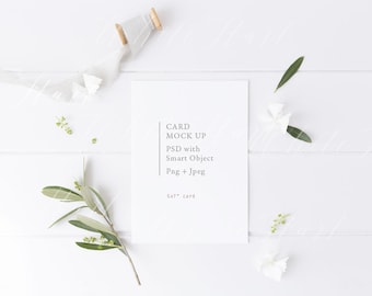 Maqueta de tarjeta - 5x7&quot; - Papelería de boda - Descarga digital con objeto inteligente Psd + Png + Jpeg - bodas, ilustraciones, invitaciones
