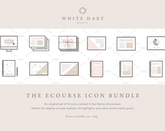 Ecourse icons set - Bundle of icons in .eps and .png formats to help you display your courses, ebooks, workbooks categories online