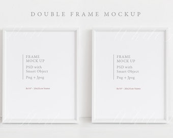 Double frame mockup - 8x10" - 20x25cm - PSD + JPG + PNG - Minimal mockup for your art, website and social media - Digital file