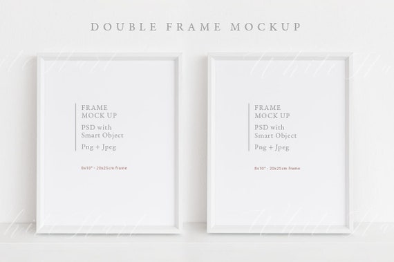 Double frame mockup - 8x10" - 20x25cm - PSD + JPG + PNG - Minimal mockup for your art, website and social media - Digital file