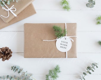 Gift tag mockup - Christmas - Psd smart object + Png + Jpeg - Showcase your work online with digital mockups - instant download