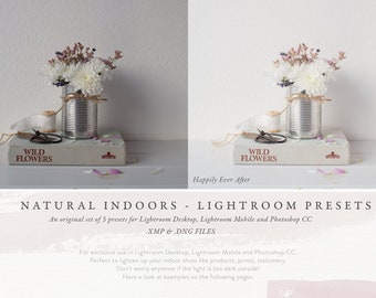 Lightroom Preset BUNDLE - Natural Indoors - 5 presets for Lightroom Desktop, Mobile and Photoshop CC - .xmp and .dng files - quick edits!