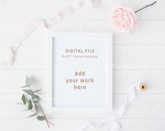 8x10" frame mockup - Psd smart object + Png + Jpeg - Promote your artwork online with instant download digital mockups