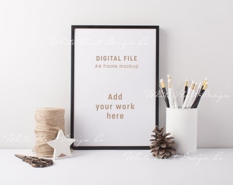 A4 frame mockup - portrait orientation - Psd smart object + Png + Jpeg - Showcase your work online with digital mockups - instant download