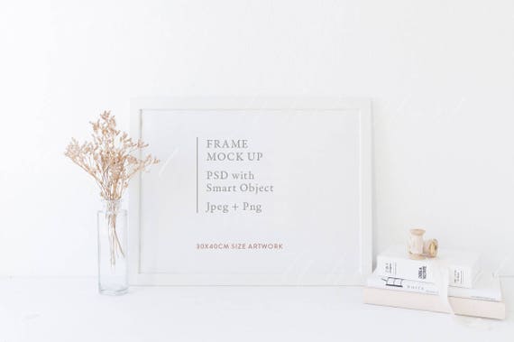 Download White 30x40cm Landscape Frame Mockup Instant Digital Etsy PSD Mockup Templates