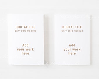 Double 5X7" stationery mockup - white cards - minimal style - Psd smart object + Png + Jpeg - weddings, card, invitations