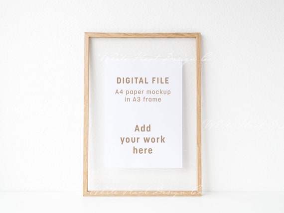 A4 wooden frame mockup - Psd smart object + Png + Jpeg - Instant download - Showcase your work online: Illustration, lettering, quotes etc.