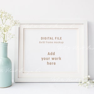 Mockup di cornice - 8x10" - Orientamento orizzontale - PSD smart + Png + Jpeg - download digitale - mostra il tuo lavoro online