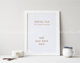 A3 frame mockup - 30x40cm - Portrait orientation - Psd smart object + Png + Jpeg - Perfect for wedding shots & stationery - Instant download