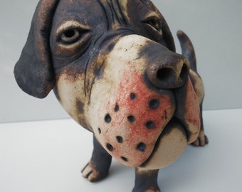 Small Ceramic Beagle with a Leather Collar