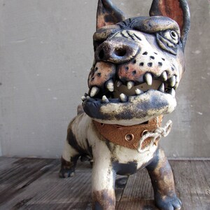 Small Ceramic Dog With a Leather Collar - Etsy