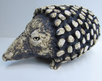 Fireclay Hedgehog Sculpture, One-of-a-Kind Garden Art