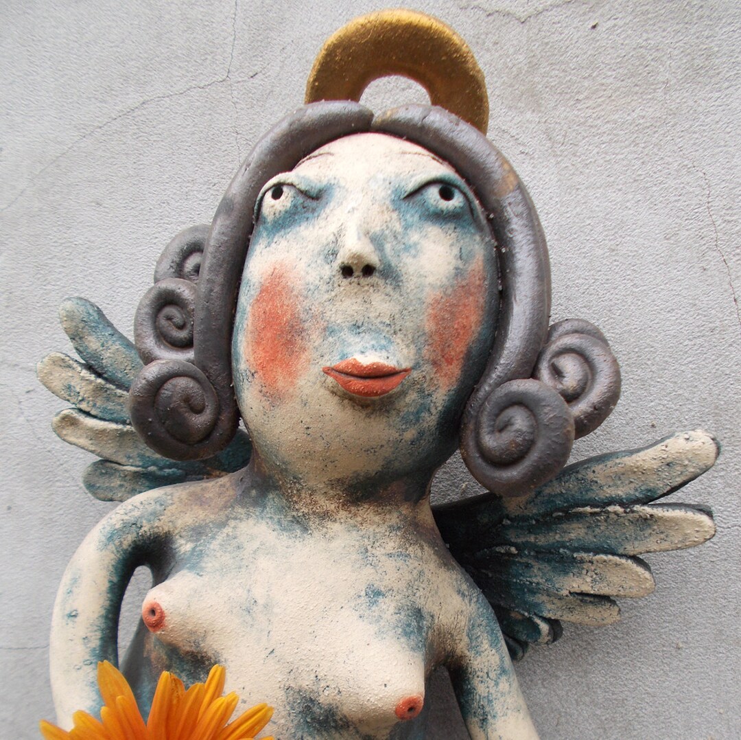 Ceramic Angel Wall Sculpture - Etsy