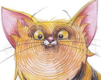 Striped fat cat - Art print