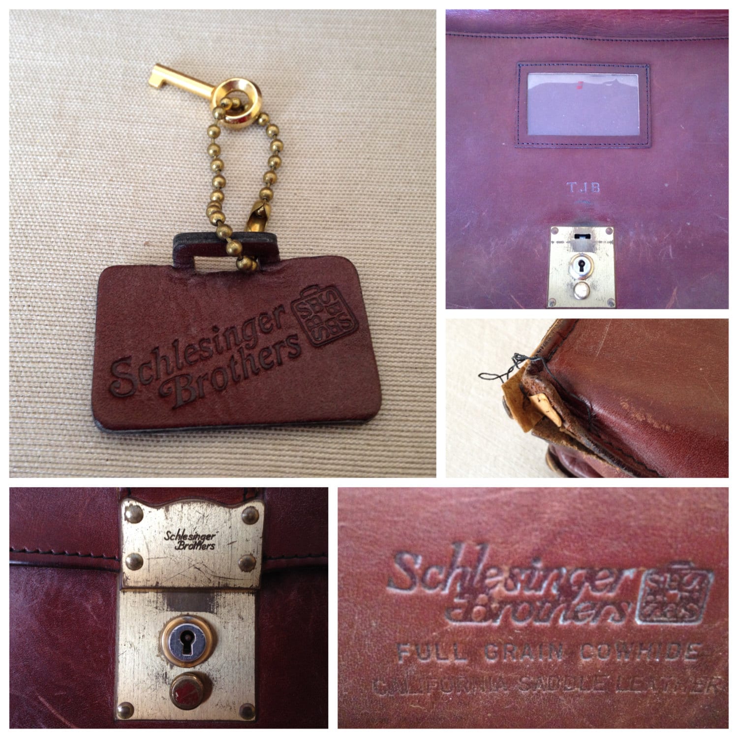 Vintage Schlesinger Brothers Leather Briefcase with Key Etsy