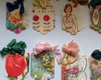 Handmade vintage 10 assorted gift tags