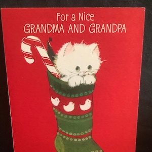 Cartão de Natal vintage Hallmark para uma bela vovó e vovô não utilizado + env