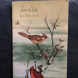 Vintage Weihnachtskarte Love to Dad Von uns beiden unbenust+neid