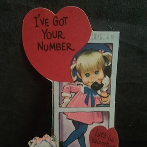 Tarjeta vintage de San Valentín &quot;Tengo tu número&quot; Sin usar+env