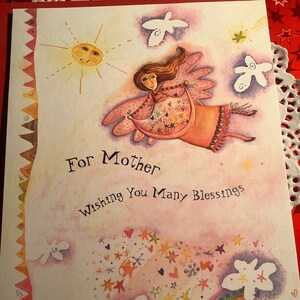 Vintage Mother’s Day glittered Card Blessings Unused+env