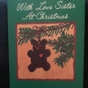 Vintage Weihnachtskarte mit Liebe Schwester unbenust+neid