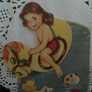 Vintage 1940s "Bájate de tu caballo alto Sé mi San Valentín" pop-up Tarjeta del Día de San Valentín Sin usar+env