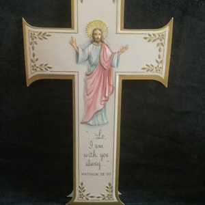 Marcador/cartão religioso vintage não utilizado + env
