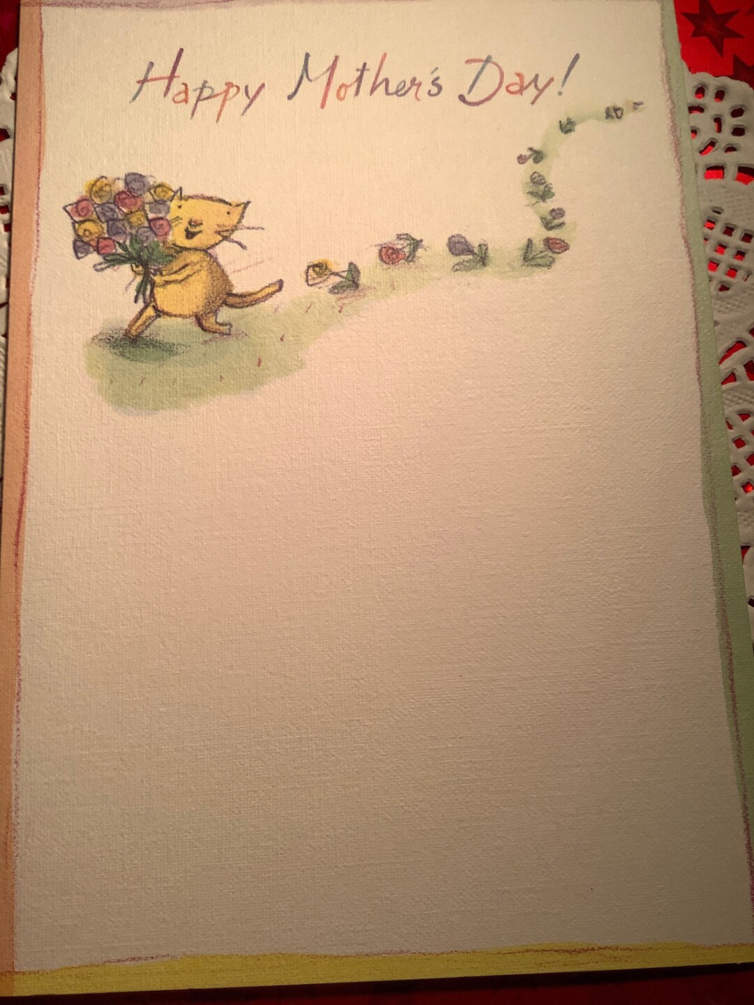 Vintage Mother’s Day Card Kitty With Flowers Unused+env - Etsy
