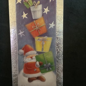 Cartão de Natal vintage Papai Noel com muitos presentes Não utilizado+env