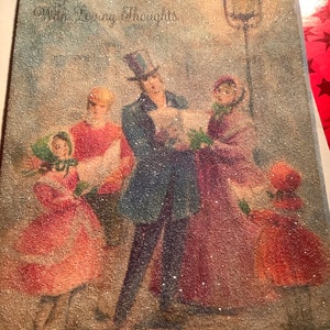 Vintage Hallmark beglitzerte Weihnachtskarte an Großmutter Unbenutzt+Umschlag