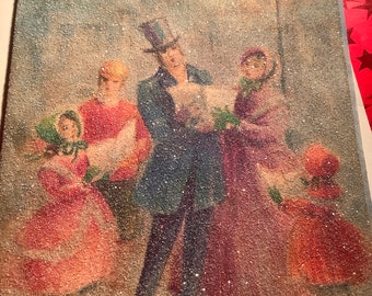 carte de Noël pailletée Hallmark vintage à grand-mère inutilisée+env