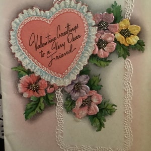 Biglietto di San Valentino vintage glitterato a un carissimo amico inutilizzato + env