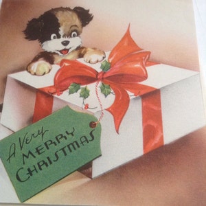 Cartão de Natal surpresa de cachorrinho não utilizado + env