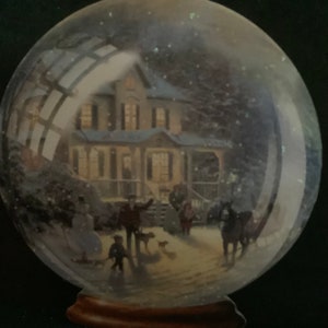Vintage pop-up kerstkaartornament Thomas Kinkade ongebruikt+env